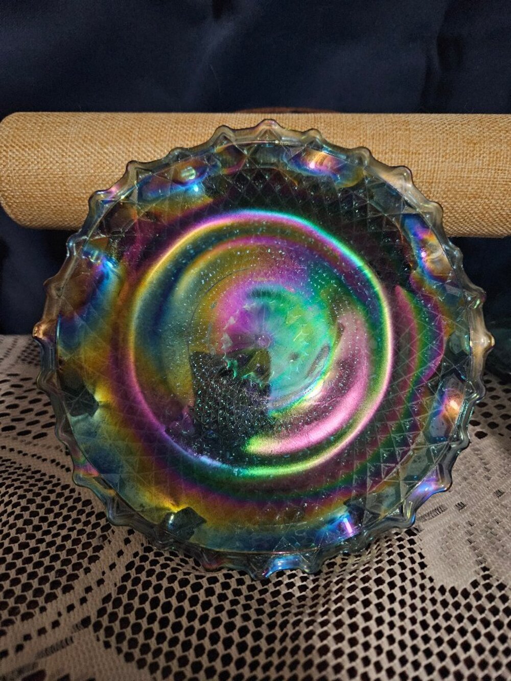 1970s Indiana Glass 6.5 Inch Carnival Glass Plate